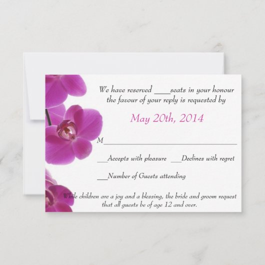 Tropisch orchidee Weddenschap RSVP Kaartje (Achterkant)