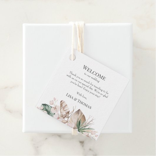 Tropisch orchidee Weddenschap Welkomstcadeau Label (In situ)