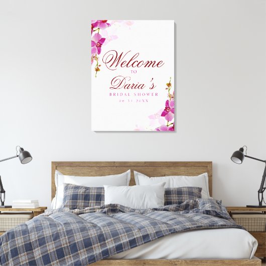 Tropisch orchidee welkomstteken canvas afdruk (Insitu (Slaapkamer))