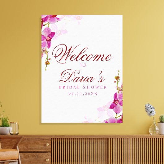 Tropisch orchidee welkomstteken canvas afdruk (Insitu (Woonkamer))