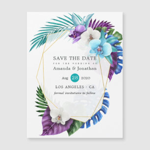 Tropisch Orchideeën Strand Bruiloft Save the Date