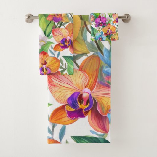 Tropisch orchideeënpatroon bad handdoek (Insitu)