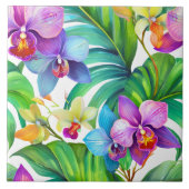 Tropisch orchideeënpatroon naadloos tegeltje (Voorkant)