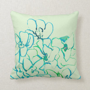 Tropisch Orchideeënpillow - Blauwgroen Kussen