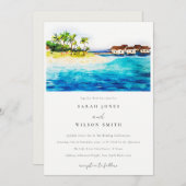 Tropisch overwater Villa Seascape Beach Weddenscha Kaart (Voorkant / Achterkant)