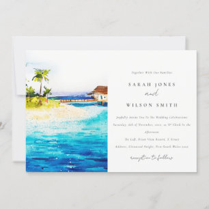 Tropisch overwater Villa Seascape Beach Weddenscha Kaart