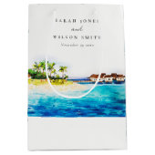 Tropisch overwater Villa Seascape Beach Weddenscha Medium Cadeauzakje (Voorkant)