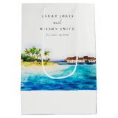 Tropisch overwater Villa Seascape Beach Weddenscha Medium Cadeauzakje (Achterkant)