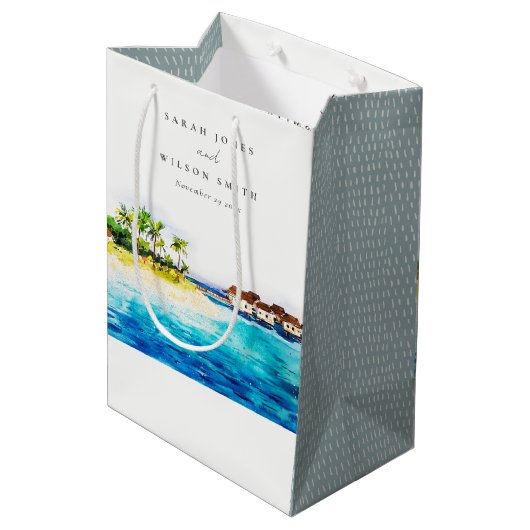 Tropisch overwater Villa Seascape Beach Weddenscha Medium Cadeauzakje (Achterkant Gekanteld)