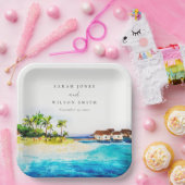 Tropisch overwater Villa Seascape Beach Weddenscha Papieren Bordje (Feest)