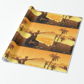 Tropisch Paar dat Danst op Sunset Beach Cadeaupapier (Uitgerold)