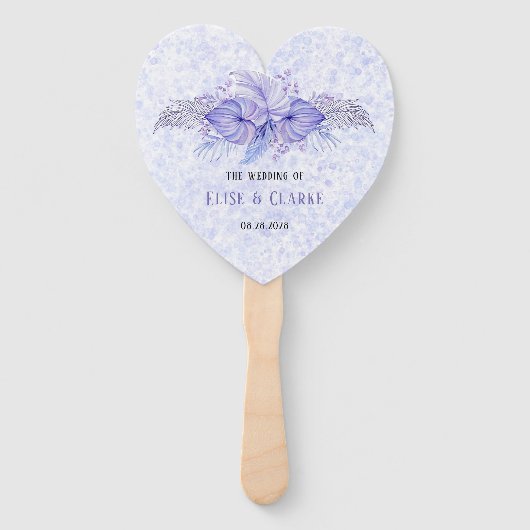 Tropisch Paars blauw handpalm met springplank Handwaaier (Voorkant)