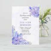 Tropisch Paars blauw palm Leaf Bridesmaid Luncheon Kaart (Staand voorkant)