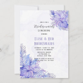 Tropisch Paars blauw palm Leaf Bridesmaid Luncheon Kaart