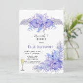 Tropisch Paars Blauw Palm Leaf Brunch & Bubble Kaart (Staand voorkant)