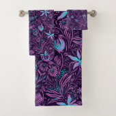 Tropisch Paars en Blauwgroen bloem Bad Handdoek (Insitu)