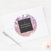 Tropisch Paars/roze glitter-palmstickers Ronde Sticker (Envelop)