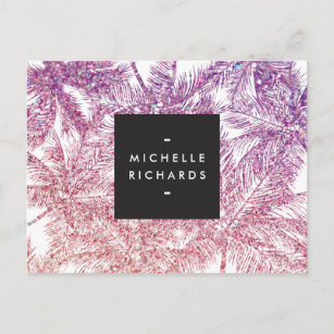 Tropisch Paars/roze glitterpalmen Briefkaart