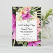 Tropisch Paars Roze Hibiscus Floral Party Kaart (Staand voorkant)