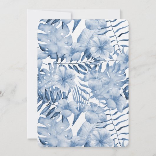 Tropisch Paarse Blauwe Bloembladeren Vrijgezellenf Kaart (Achterkant)