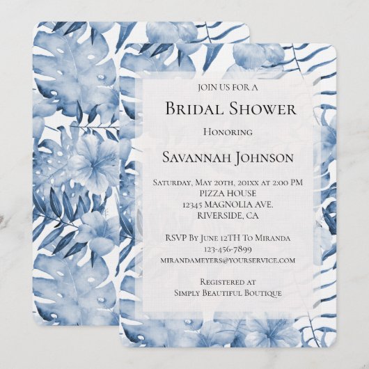 Tropisch Paarse Blauwe Bloembladeren Vrijgezellenf Kaart (Voorkant / Achterkant)