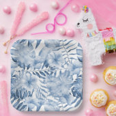 Tropisch Paarse Blauwe Bloembladeren Vrijgezellenf Papieren Bordje (Feest)