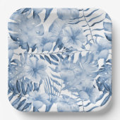 Tropisch Paarse Blauwe Bloembladeren Vrijgezellenf Papieren Bordje (Voorkant)