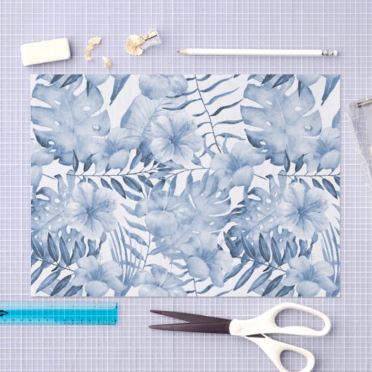 Tropisch Paarse Blauwe Bloembladeren Vrijgezellenf Tissuepapier (Craft)