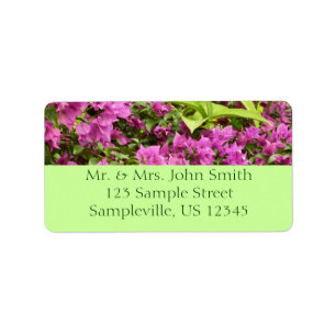 Tropisch Paarse Bougainvillea Floral Etiket