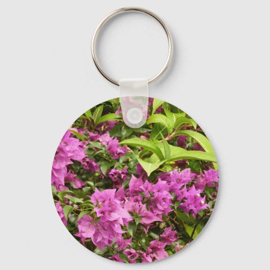 Tropisch Paarse Bougainvillea Floral Sleutelhanger (Voorkant)