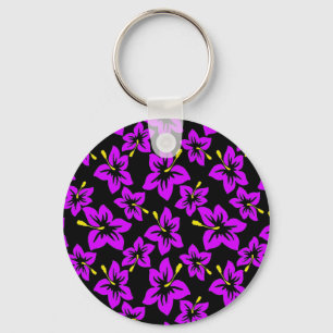 Tropisch Paarse Hawaiian Hibiscus Flowers Sleutelhanger