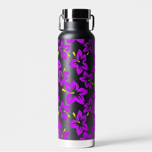 Tropisch Paarse Hawaiian Hibiscus Flowers Waterfles (Voorkant)
