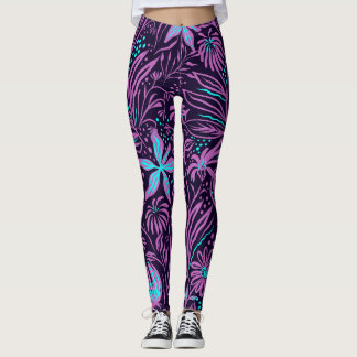Tropisch Paarse Leggings