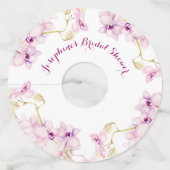 Tropisch Paarse Orchidee gepersonaliseerd Vrijgeze Wijnglaslabel (Voorkant)