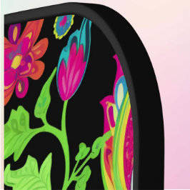 Tropisch Paisley en Bloemenpatroon met Monogram Pickleball Paddle