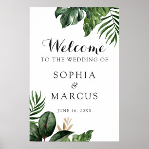 Tropisch palm Banana Leaf Greenery Modern Welkom Poster