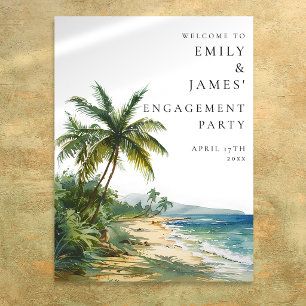 Tropisch Palm Beach Verlovingsfeest Welkomstbord Poster
