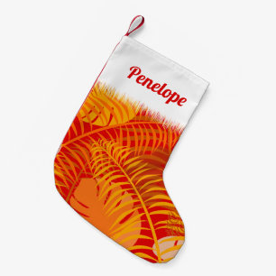 Tropisch palm blaft Cozy Oranje Red Kleine Kerstsok