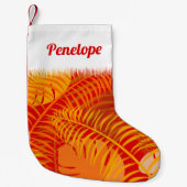 Tropisch palm blaft Cozy Oranje Red Kleine Kerstsok (Voorkant)