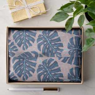 Tropisch palm blau grijs tissuepapier