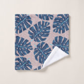 Tropisch palm blauw grijs bad handdoek (Wasdoekje)
