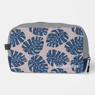 Tropisch palm blauw grijs toilettasje