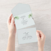 Tropisch palm Bleek seafoam in één uitnodiging (Afscheurbaar)