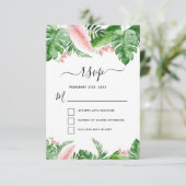 Tropisch Palm Bloemenschildering Trouw-RSVP Kaart (Staand voorkant)