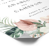 Tropisch palm bloemroze huwelijks welkomstbord poster (Hoek)