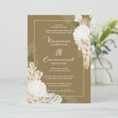 Tropisch palm Boho White Floral Wedding Kaart (Staand voorkant)