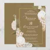 Tropisch palm Boho White Floral Wedding Kaart (Voorkant / Achterkant)