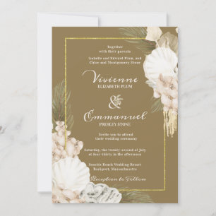 Tropisch palm Boho White Floral Wedding Kaart