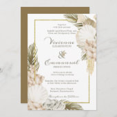 Tropisch palm Boho White Floral Wedding Kaart (Voorkant / Achterkant)