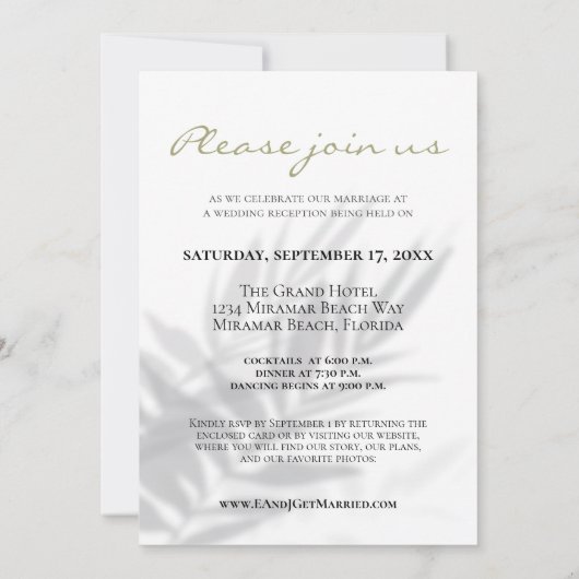 Tropisch palm en orchidee-schaduwstrand, gewoon ge kaart (Achterkant)